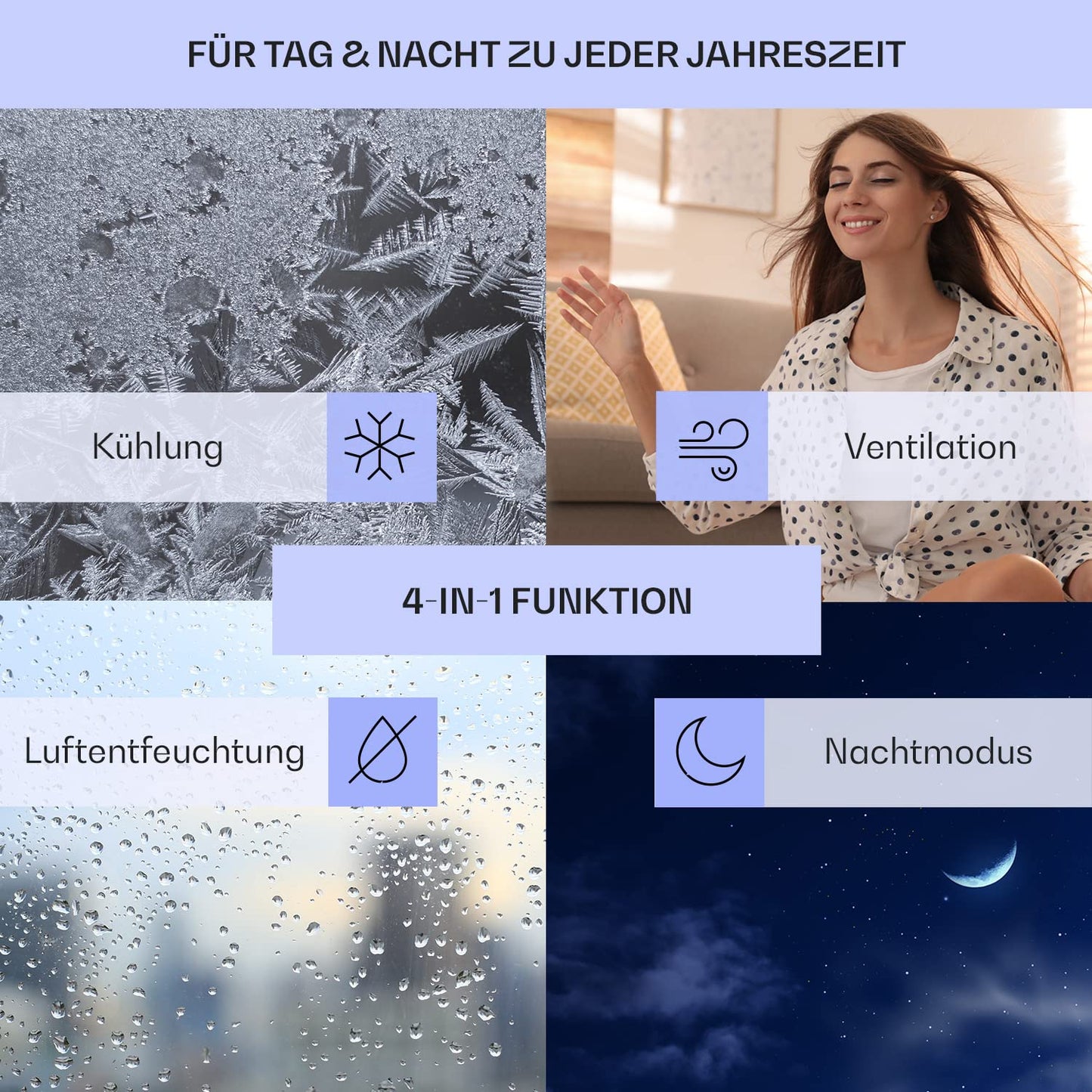 Klarstein Mobile Klimaanlage mit Abluftschlauch, 3-in-1 Klimagerät mit Ventilator & Luftentfeuchter, Kleine & Portable für Wohnung & Büro, Nachtmodus, 10000 BTU AC mit Niedrigem Verbrauch